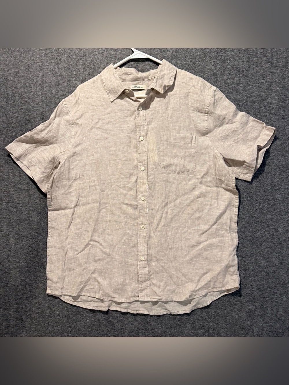 Thom Aaron 100% Linen Shirt Mens XL Tan European Flax Button Up Beach Comfort